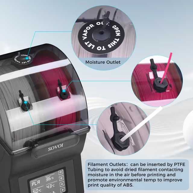 Dryer filament Sovol SH02, 2 role, incalzire PTC, display, PLA/PETG/ABS/TPU