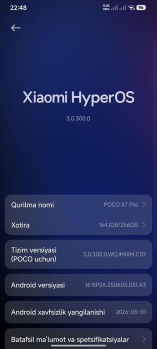 Poco x7 pro ayirboshlash