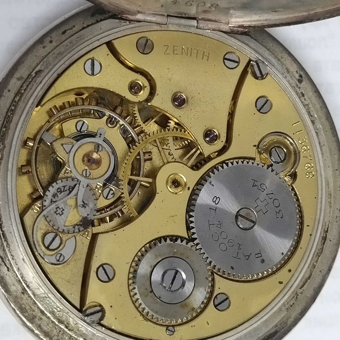 ZENITH джобен часовник, сребро/Silver 0,800, работещ, много рядък