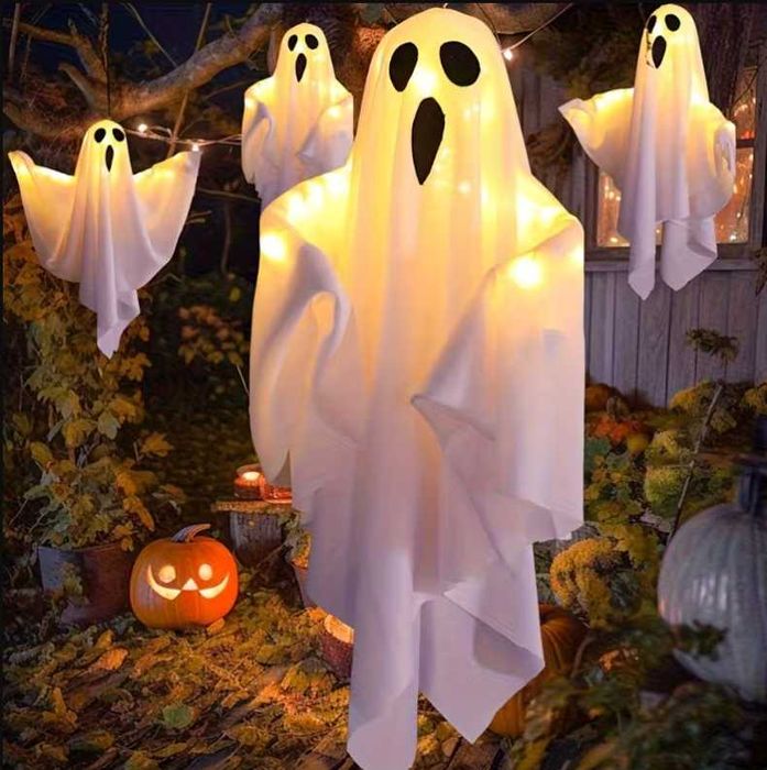 Светещ призрак за Halloween Хелоуин, висяща LED декорация, украса