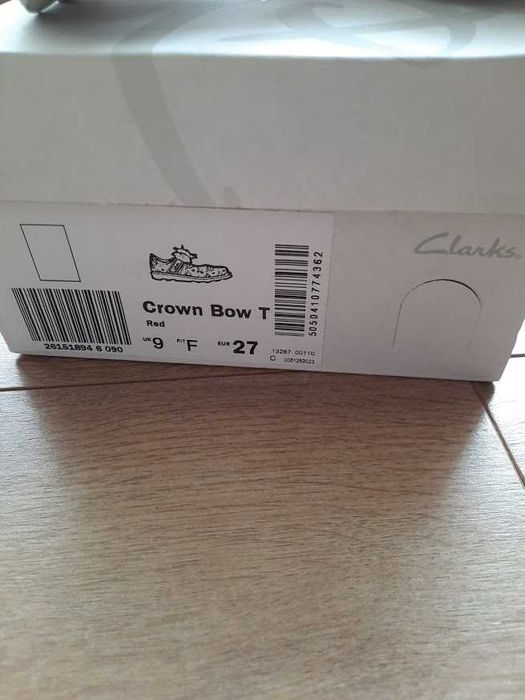 Clarks, Кожени обувки  с панделка, Червен / Черен / Бял, 27 EU