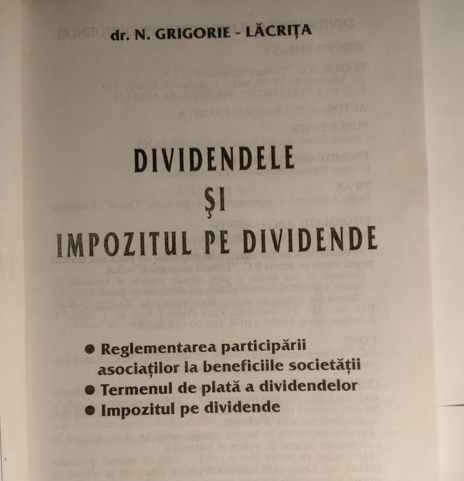 Dividendele și impozitul pe dividende 1999