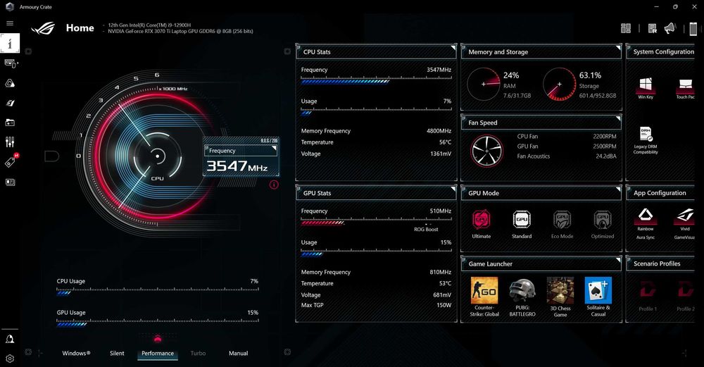 Laptop Strix SCAR 15 G533ZW i9-12900H 32GB 1TB 3070Ti