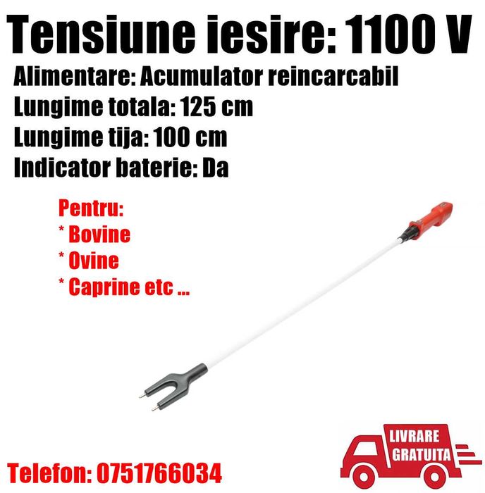 Baston Electric Animale Acumulator Indicator Baterie 100cm
