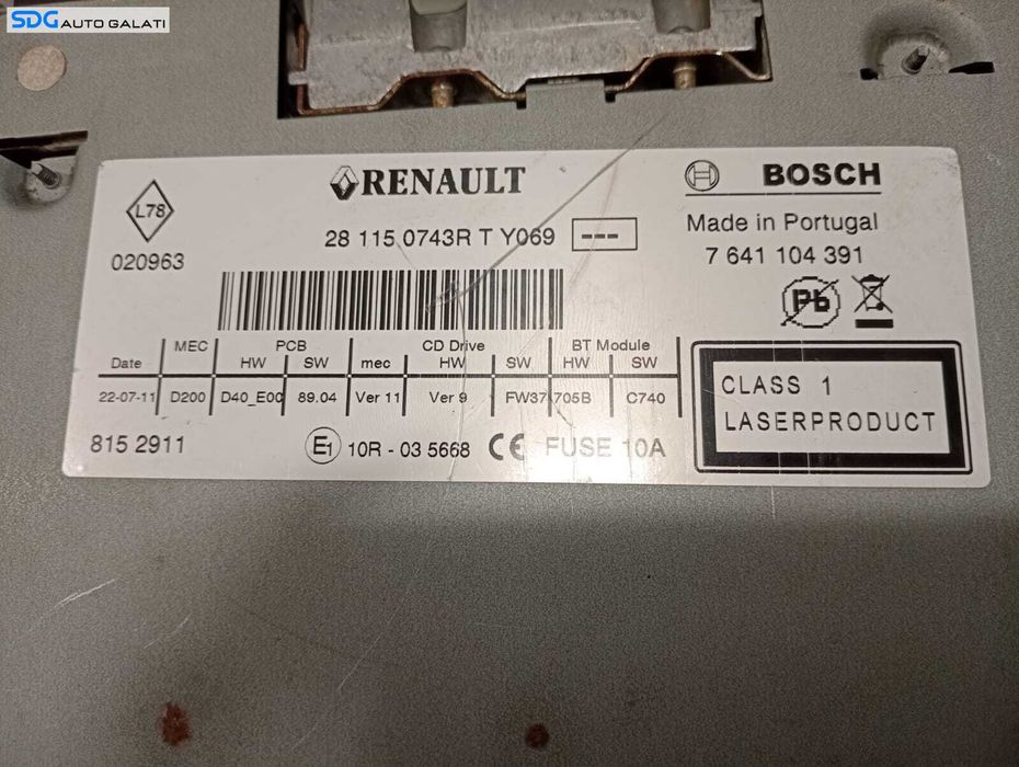 Radio CD Player Radio Renault Megane 3 2008 - 2015 Cod 7641104391 281150743R [M4459]