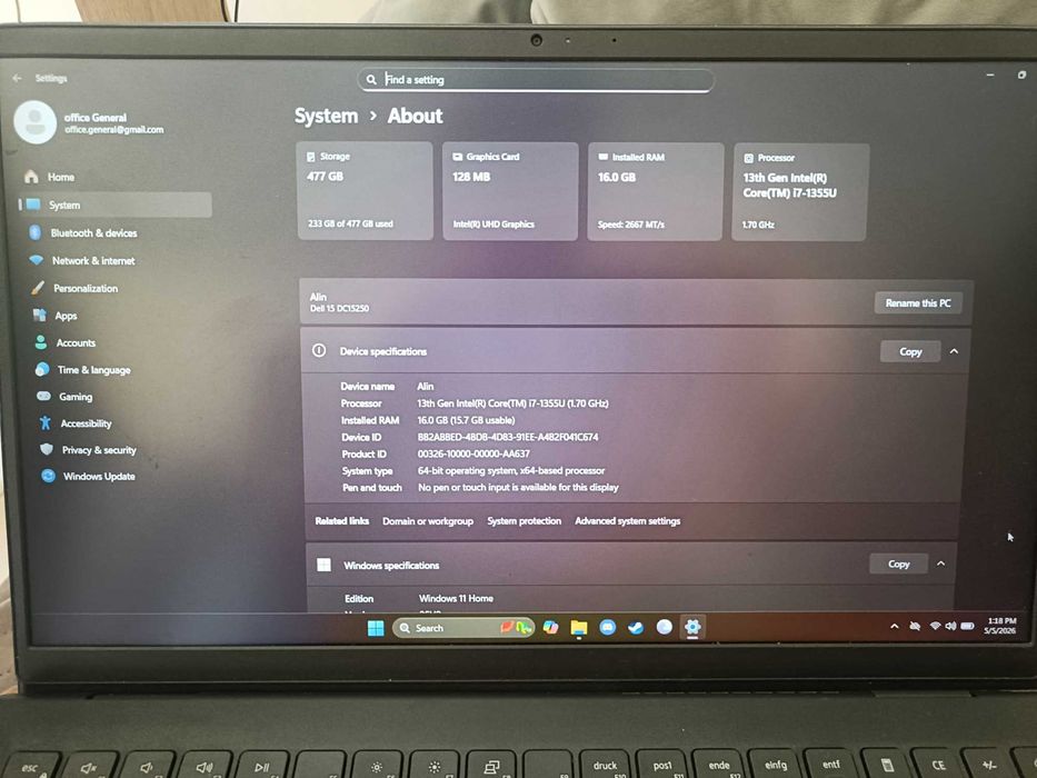de vanzare Laptop Dell 15 I7 DC15250