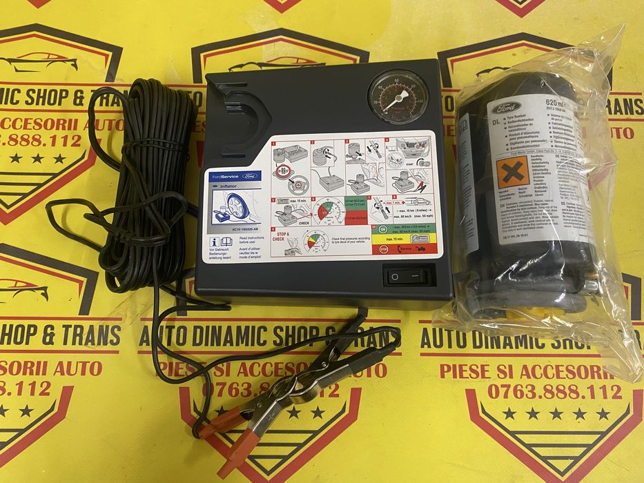 Compresor aer umflat roti auto masina Kit pana cu solutie Ford Transit