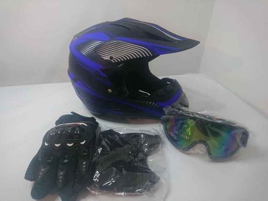 Set casca enduro+Ochelari+Manusi+Cagula