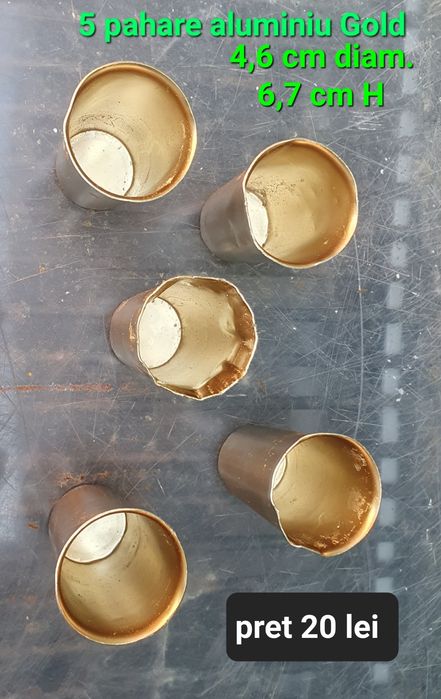 Pahare aluminiu 5 buc.gold