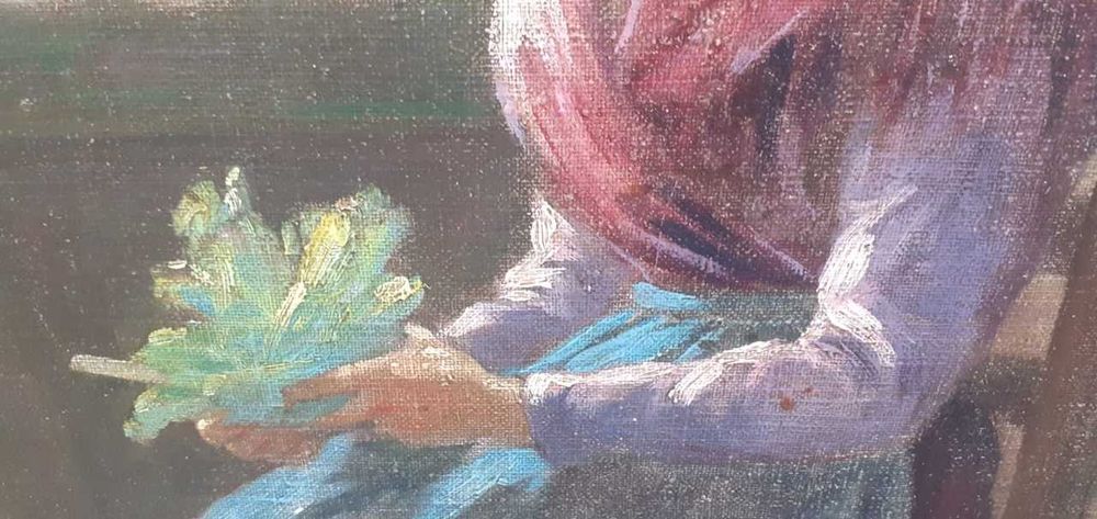 Tablou vechi - gospodina - semnat indescifrabil