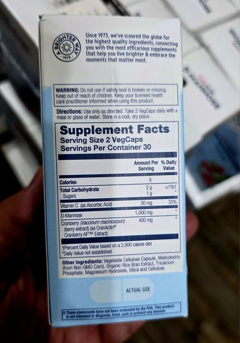 ДОСТАВКИ НЕТ Solaray D-манноза, Клюква 60шт 240000 Made in USA