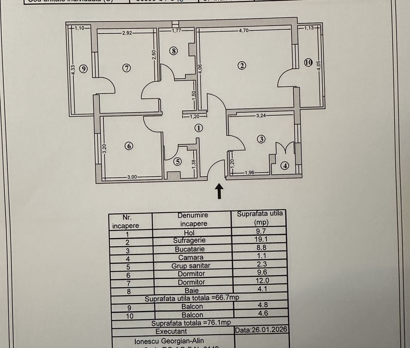 Apartament 3 camere decomandat