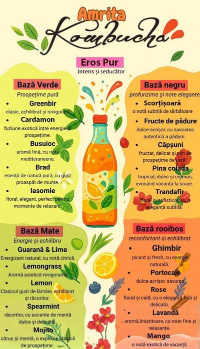 Kombucha artizanala, diverse arome naturale