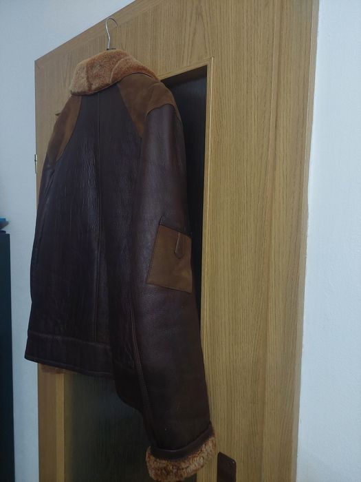 Haina din blana naturala cu fermoar, cojoc bărbați din piele de ovine