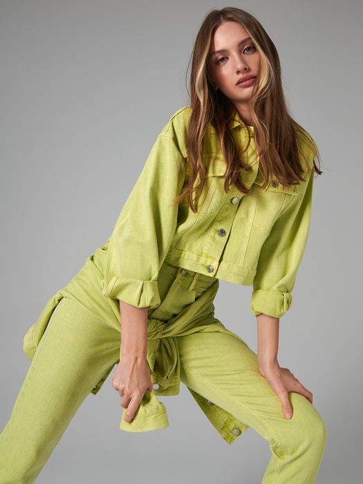 Set blugi cu geaca blugi verde gălbui