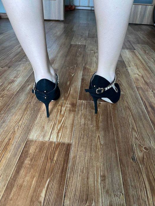 Замшевые туфли(Черные)