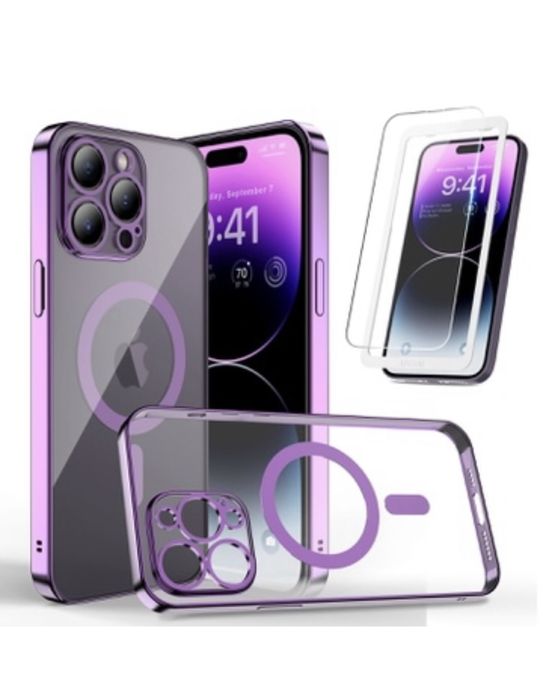 Iphone 13/14/15/16E/17/PRO/MAX Husa Magnetic CaseColor si Folie Sticla