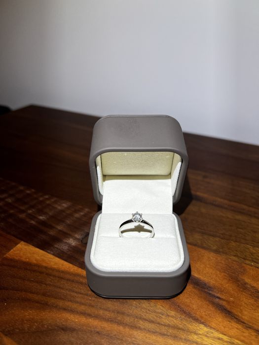 Teilor - Inel logodna aur alb 18k + diamant natural 0,5 k