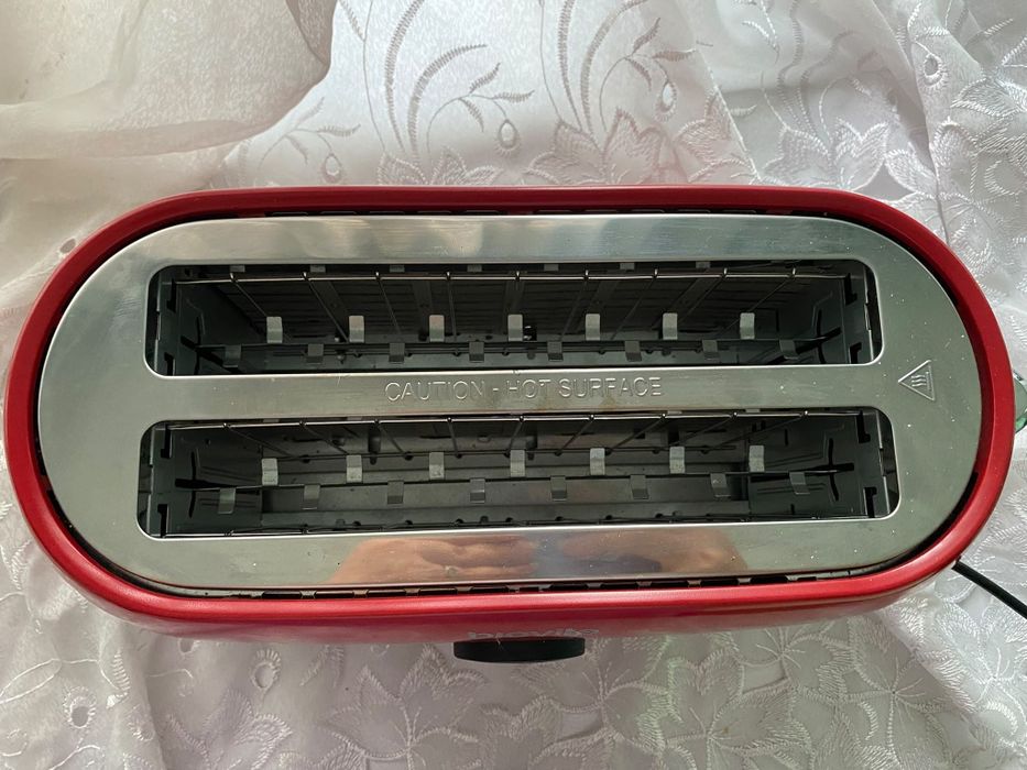 Prăjitor de pâine Biovita roșu (toaster fante lungi)