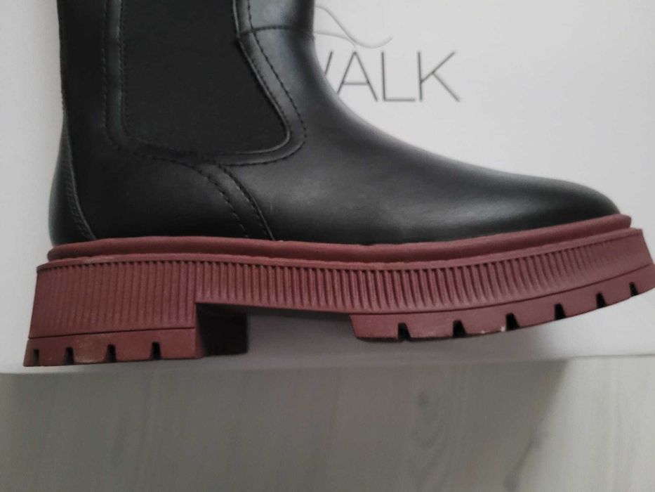 CATWALK Cizme Chelsea Negru cu Maro, Fermoar, Nr 36, NOU, Cutie