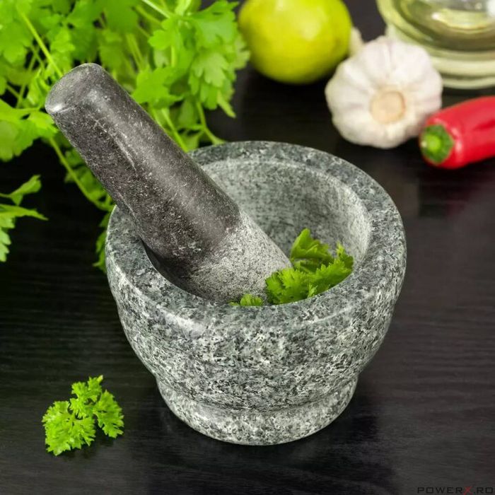 Mojar cu pistil din marmura, 9.5x7 cm negru, Kinghoff