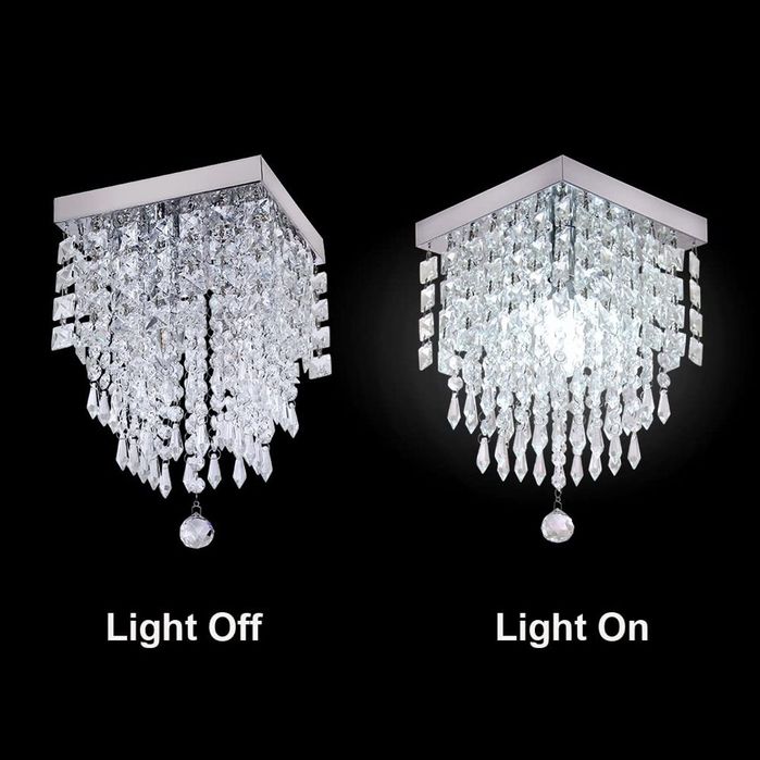 Candelabru de cristal FRIXCHUR, lampă de tavan încastrată, design modern cu picătură de ploaie – soclu E14