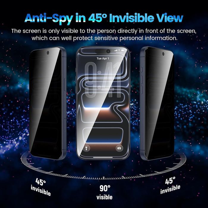 Privacy 5d стъклен протектор за apple iphone 17 pro