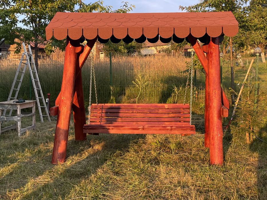 Balansoar din lemn rustic / leagan pentru copii