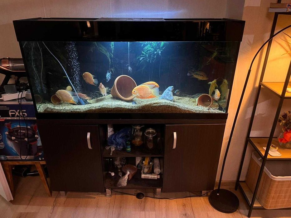 Дизайнерски кантиран аквариум с шкаф