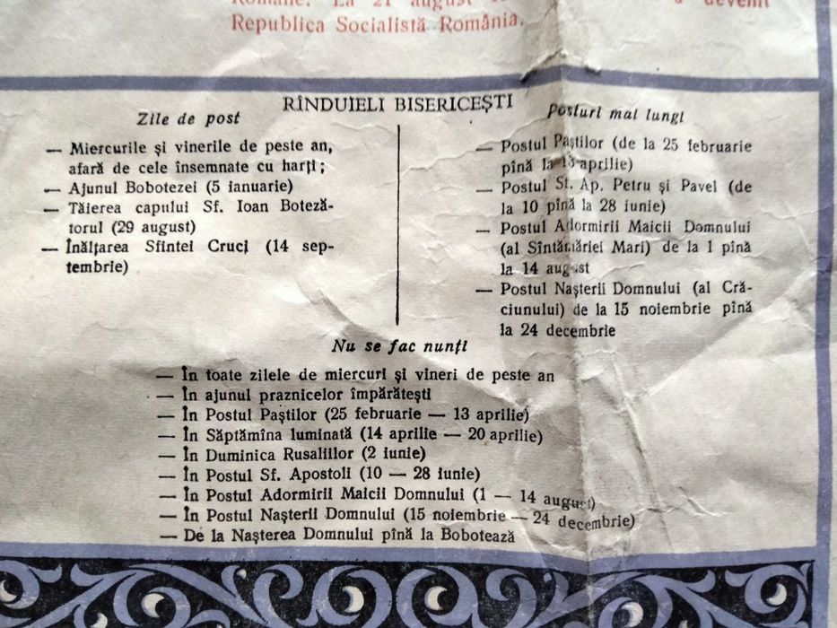 Calendar de perete 1974