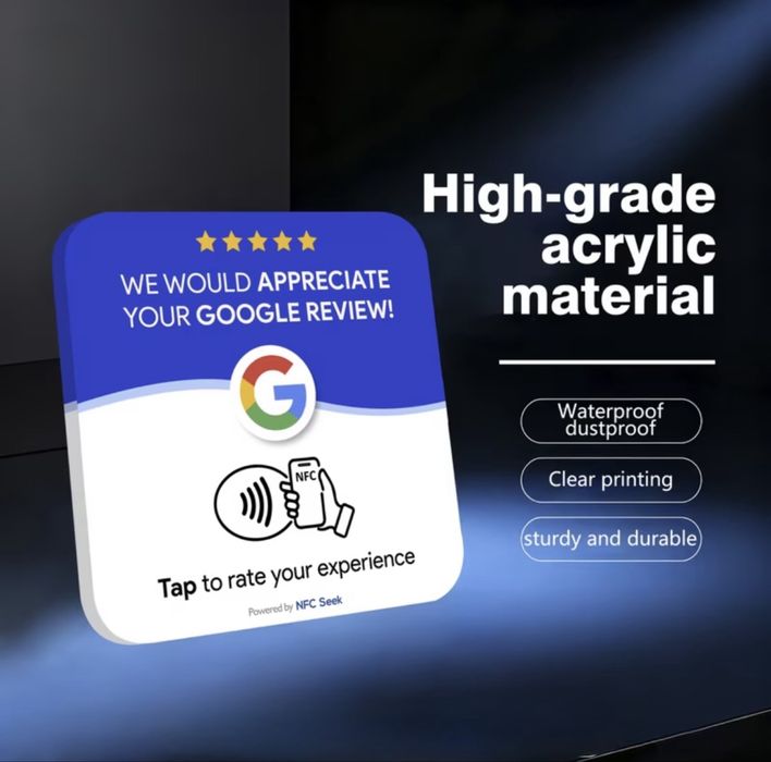 Google NFC Review Sticker – висок клас | 12×12 см | Бърза доставка | 10 за 80€
