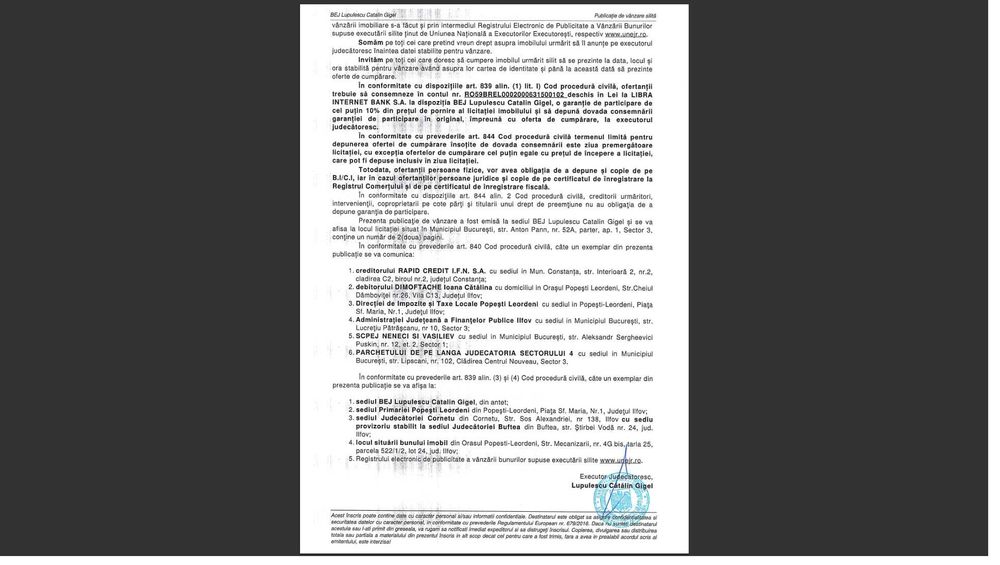 Casa + teren de vanzare Popesti-Leordeni. LICITATIE