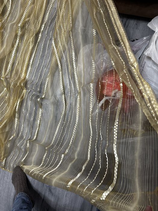 Тюль золотистая