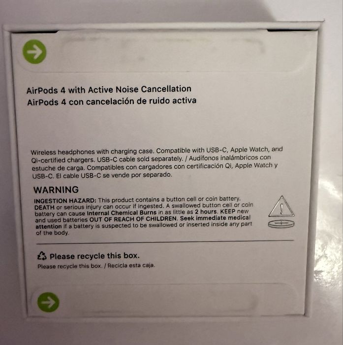 Apple AirPods 4 с активным шумоподавлением (ANC) — новые из Америки