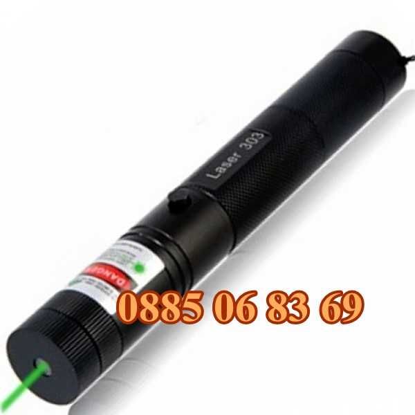 Лазер пойнтер с проекция до 10000 метра, мощен зелен лазер