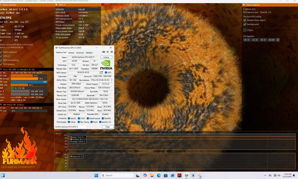 Видео Карта Palit GeForce RTX 4070Ti GamingPro 12GB