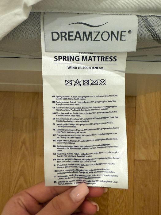 РАМКА ЗА ЛЕГЛО 140x200 3 чекмеджета бяло и МАТРАК