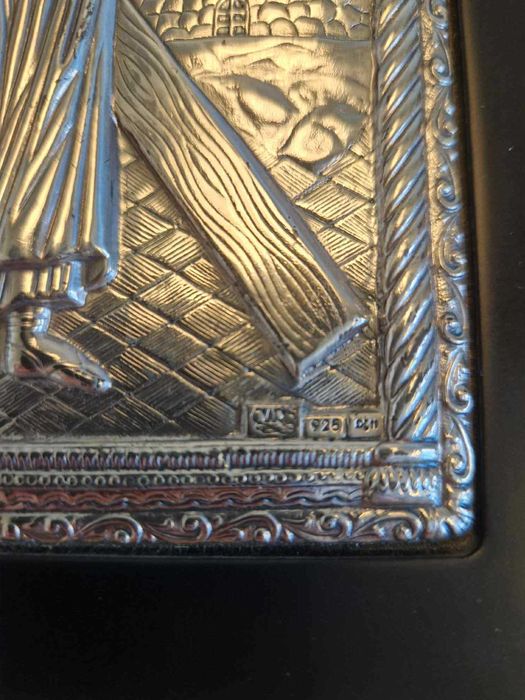 icoană religioasă bizantină confecționată manual din argint fin