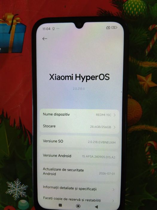 Vând acest telefon Redmi 15C în stare foarte bună telefonul nu este folosit doar am desfăcut din cutie pentru poze telefonul este nou memorie de 256 G