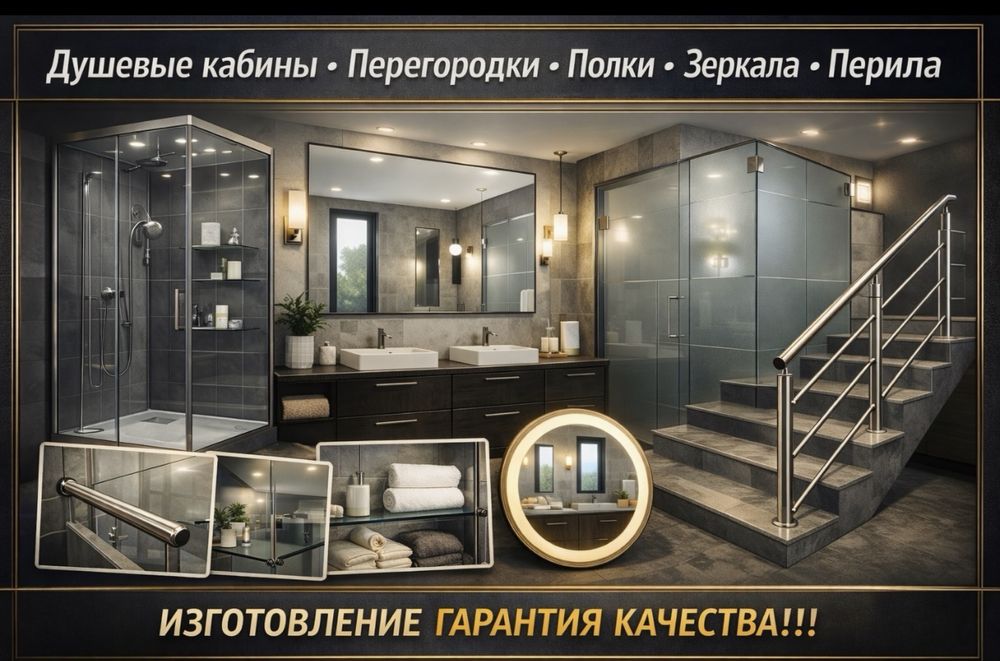душевые кабины перегородки лестницы столы стекло