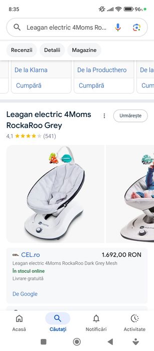 Leagan electric 4Moms RockaRoo Classic Grey