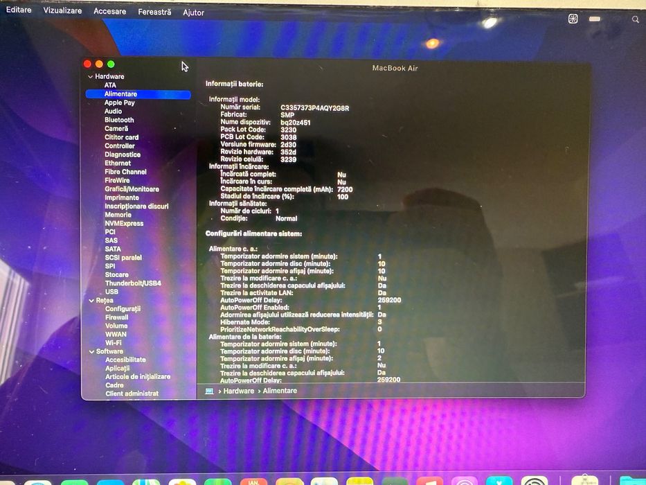 Macbook air 2017 (A1466), baterie noua, macOS Monterey, stare buna