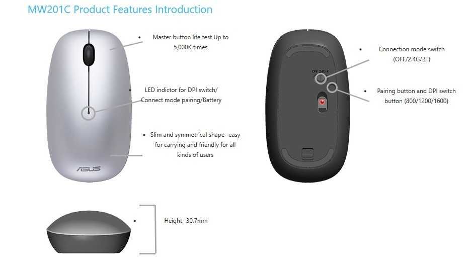 ASUS MW201C Dual mode mouse