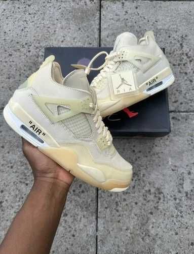 Sneakers Jordan4 OffWhite Sail cu eticheta (nu Nike, Gucci, Adidas, Balenciaga)