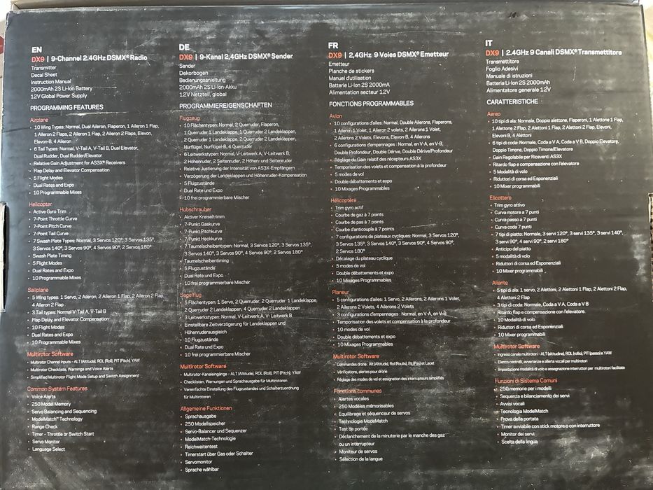 Radiocomandă Spektrum DX9 Black Edition - 9 Canale DSMX (Mode 2) / Cutie completă