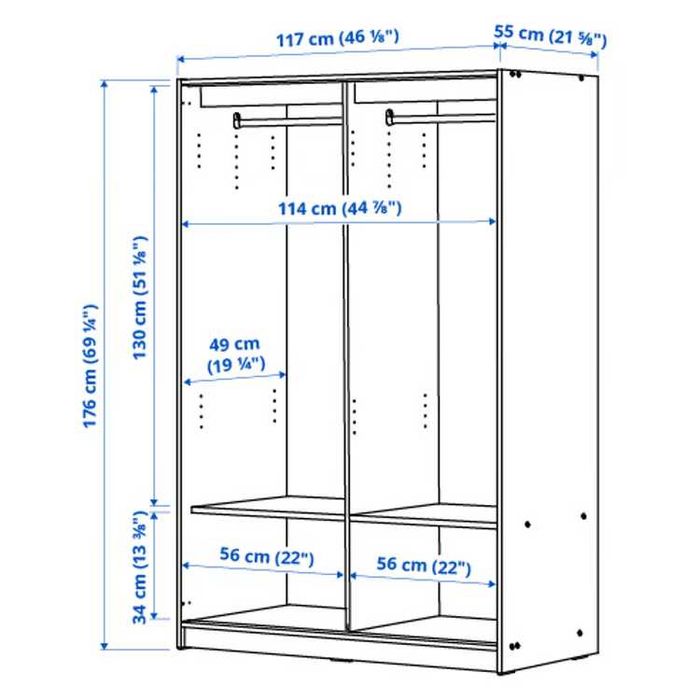 Dulap hol mare Ikea Kleppstad alb cu adăugări
