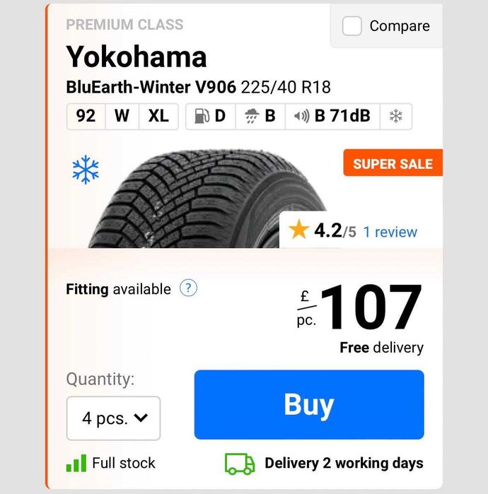 Anvelope Yokohama 225/40 si 245/40 pe R18, BluEarth-Winter V906