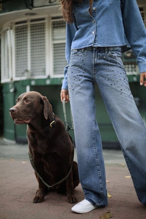 Blugi cu cristale Zara Denim
