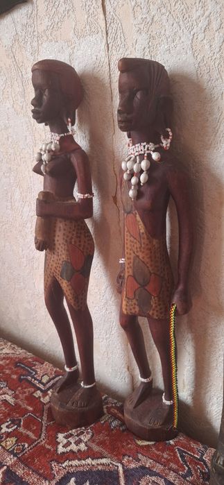 2 ръчно изработени африкански дърворезби