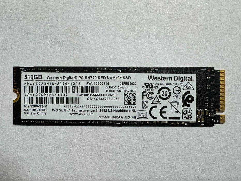 SSD NVMe M.2 512GB Gen3 x4 Samsung WD SK hynix Toshiba Micron Intel